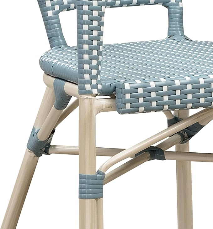 PURPLE LEAF 9 Pieces Outdoor Dining Set Patio Furniture Set with Aluminum Table and French Wicker Chairs for Garden Backyard Light Blue Patio Dining Set