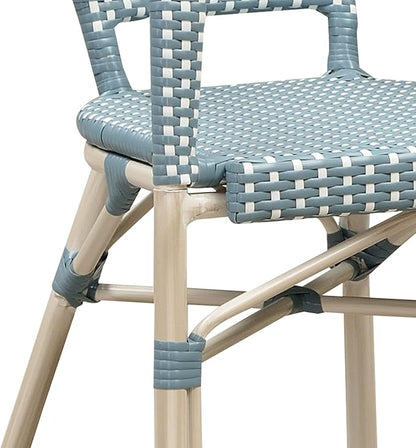 PURPLE LEAF 9 Pieces Outdoor Dining Set Patio Furniture Set with Aluminum Table and French Wicker Chairs for Garden Backyard Light Blue Patio Dining Set