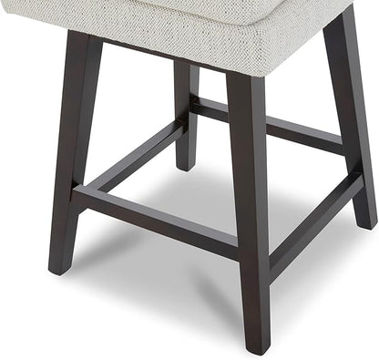 CHITA Counter Height Swivel Bar Stools Set of 3, FSC Certified Upholstered Fabric Barstool Chairs with Back, 26.8" H Seat Height, Fabric in Ivory