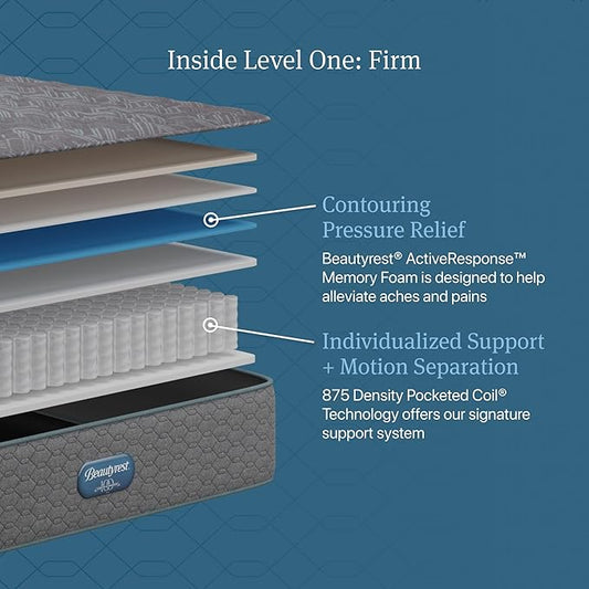 Beautyrest Prime Dream Firm 13" Mattress - Cal King - Durable Pocketed Coil, Support, Pressure Relief, Cooling, Motion Separation; 100 Night Sleep Trial and 10 Year Warranty