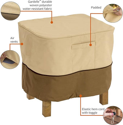 Classic Accessories Veranda Water-Resistant 26 Inch Square Patio Ottoman/Side Table Cover, Outdoor Table Cover