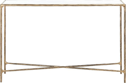 SAFAVIEH Couture Home Collection Jessa Brass Metal/White Marble Top Entryway Living Room Rectangle Console Table (Fully Assembled)