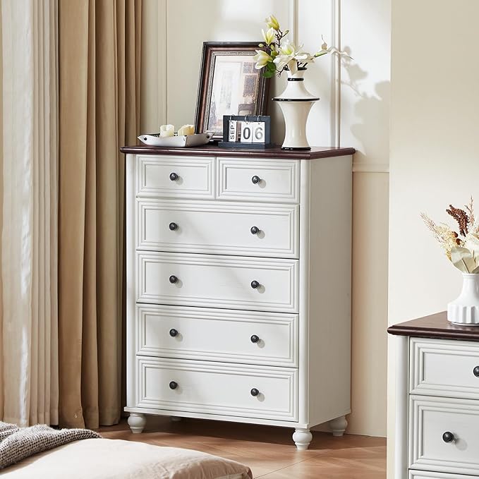 Dressers and Night Stand Set of 3, Wood 43.5" Tall Dresser and 18" Wide with Charging Station Chest of Drawers, Roman Column Nightstand Set of 2, Bedroom Furniture Dresser Suites for Home Living Room
