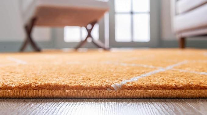 Unique Loom Trellis Frieze Collection Area Rug - Geometric (8' x 11', Orange/ Ivory)
