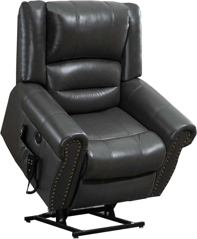 Recliner Chairs for Adults, Oversized Bedroom Chair with Massage, Sofa Chair Home Theater Seating with Lumbar Support, Lift Chair for Elderly, Nursery Chair for Living Room (Breathable Leather)
