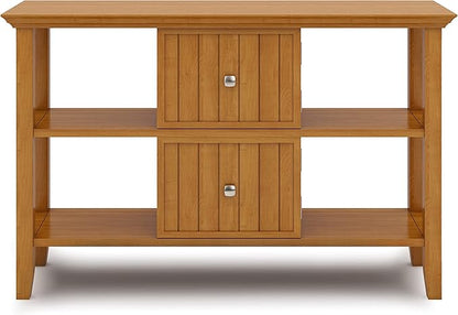 SIMPLIHOME Acadian SOLID WOOD 48 inch Wide Transitional Console Sofa Table in Light Golden Brown for the Living room Entryway and Bedroom