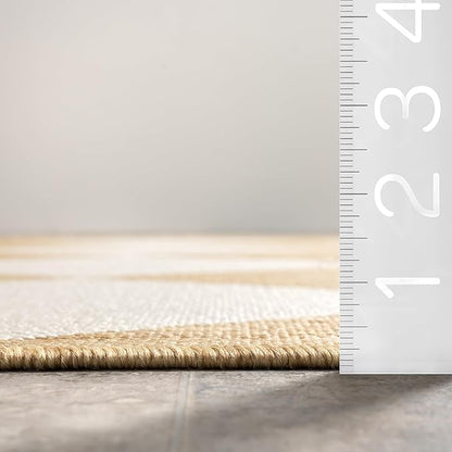 nuLOOM 4' x 6' Outdoor Performance Area Rug, Stain Resistant, Weather Resistant, High Traffic, Patio, Balcony, Outside, Sabina Tan