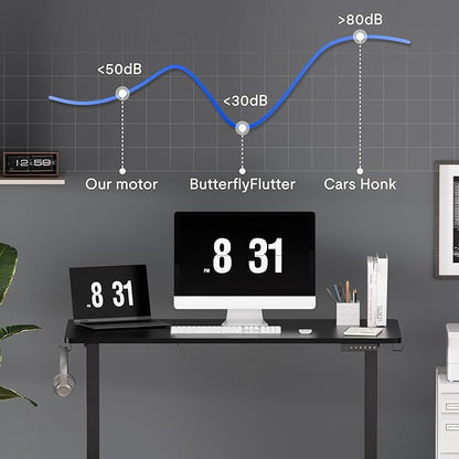 FLEXISPOT EN1 One-Piece Standing Desk 48 x 24 Inches Electric Stand Up Desk for Home Office (Black Frame + 48" Black Top)