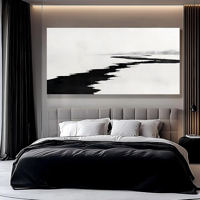 SDYA Simple Decorative Pictures Modern Home Decor 58x29 Abstract Wall Art for Living Room Kitchen Artwork Black Photo Prints