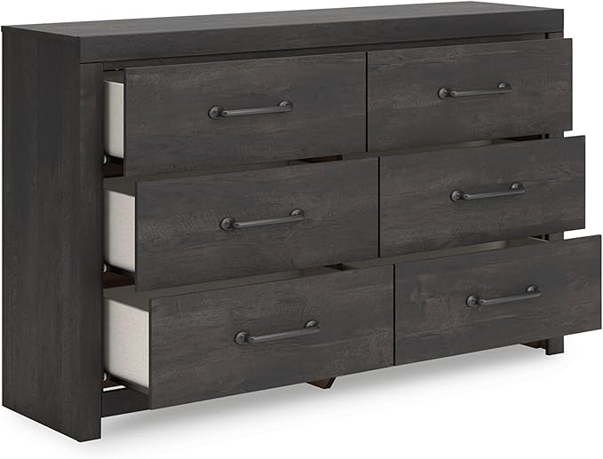 Signature Design by Ashley Delmorta Rustic 6-Drawer Dresser with Safety Stop, Gray