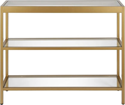 Henn&Hart 36" Wide Rectangular Console Table in Brass, Entryway Table, Accent Table for Living Room, Hallway