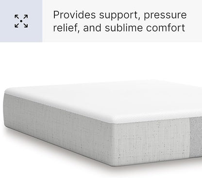 Signature Design by Ashley Twin Size Cool Max 12 Inch Medium Plush Cooling Gel Infused Memory Foam Mattress for Pressure Relief, Fiberglass Free, Mattress in A Box