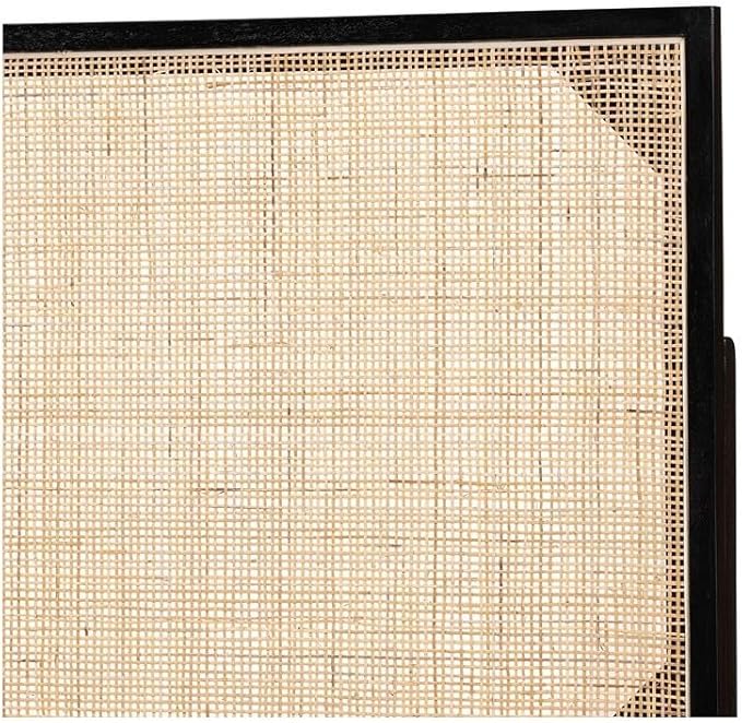 Rustic Romance Modern Bohemian Black Finished Bayur Wood and Natural Size Headboard 62.2L x 2D x 40.2H Inches Adjustable Height Traditional Design