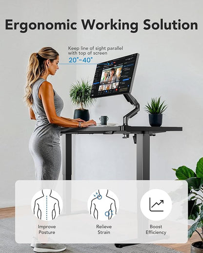 HUANUO 71x30 Inch 3-Stage Legs Electric Standing Desk, Large Height Adjustable Office Desk with Brushless Motor, Stand Up Desk with 4 Memory Presets & 2 Hooks, Computer Desk for Home Office, Black