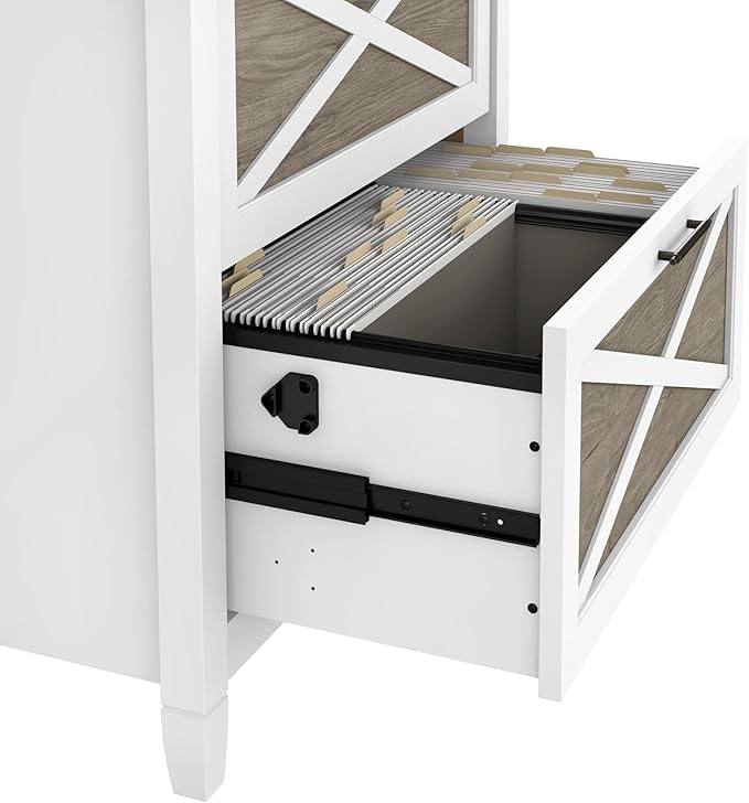 Bush Furniture Key West 2 Drawer Lateral File Cabinet in Pure White and Shiplap Gray, Document Storage for Home Office, Accent Chest with Drawers