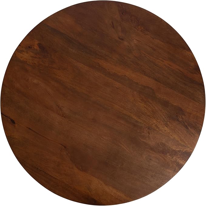 Kate and Laurel Talcott Modern Tiered Round Coffee Table, 28 x 28 x 18, Walnut Brown, Transitional Two-Tier Circle Living Room Table with Storage and Mango Wood Construction