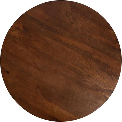 Kate and Laurel Talcott Modern Tiered Round Coffee Table, 28 x 28 x 18, Walnut Brown, Transitional Two-Tier Circle Living Room Table with Storage and Mango Wood Construction