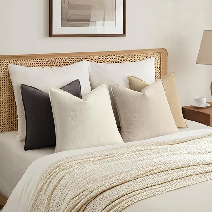 ZWJD Throw Pillow Covers 18x18 Set of 4 Chenille Pillow Covers with Elegant Design Soft and Luxurious Decorative Throw Pillows for Couch, Bed, and Home Decor
