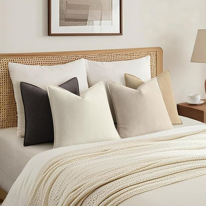 ZWJD Throw Pillow Covers 18x18 Set of 4 Chenille Pillow Covers with Elegant Design Soft and Luxurious Decorative Throw Pillows for Couch, Bed, and Home Decor