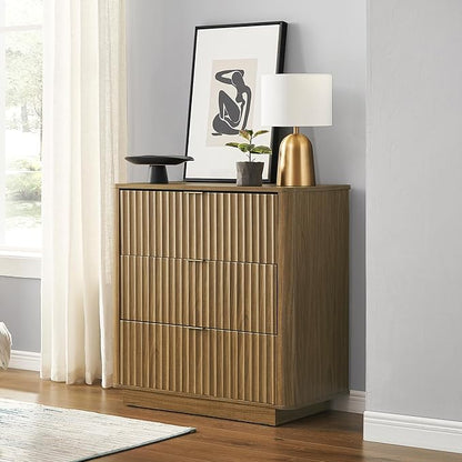 mopio Blake 3 Drawer Dresser for Bedroom, Chest of Drawers, Wood Dresser Organizer, Modern Farmhouse, Tall Night Stand, Enhanced Safety, Sturdy Compliant (1, Walnut, One Size)