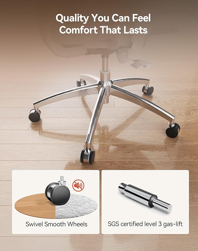 SIHOO M57 Ergonomic Mesh Office Chair, High Back Home Desk Chair with 3D Armrests, Lumbar Support and Adjustable Headrest, Comfortable Computer Chair, Big & Tall Office Chair Hold 330 LBS-Light Grey