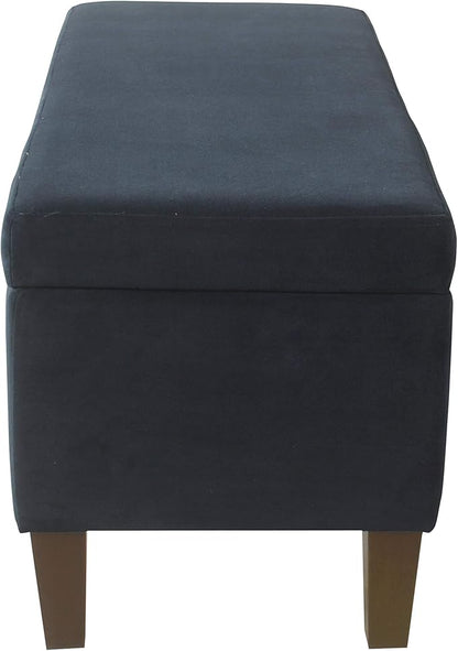 HomePop Large Upholstered Rectangular Storage Ottoman Bench with Hinged Lid, Navy