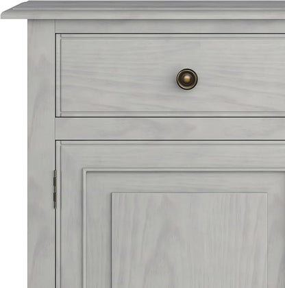SIMPLIHOME Connaught 40-inch Wide Solid Wood Storage Cabinet in Fog Grey for Entryway, Living Room, Organizer for Hats, Gloves, Shoes, Keys, Slim Design, Traditional Style