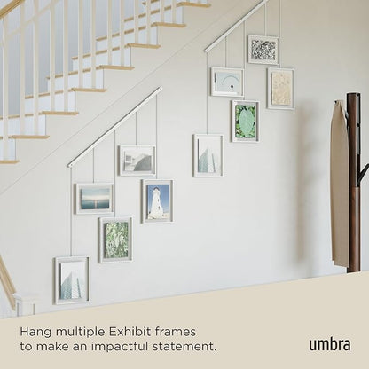 Umbra Exhibit Picture Frame Gallery Set, Adjustable Wall Collage Displays Five Photos (Two 4x6" and Three 5x7"), Set of 5, White