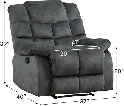 CANMOV Manual Recliner Chair, Single Reclining Sofa with Overstuffed Backrest and Armrest for Living Room, Bedroom Furniture, Grey