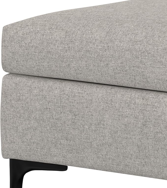 SIMPLIHOME Rebecca 36 inch Wide Mid Century Rectangular Coffee Table Storage Ottoman with Lift Up Lid in Cloud Grey Polyester linen Look, Assembled, For the Living Room, Entryway and Family Room