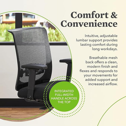 HON Convergence Ergonomic Office Chair, Breathable Back Support Mesh, Adjustable Arms, Computer Chair with Lumbar Support, Rolling Swivel Wheels, Comfortable Synchro-Tilt Recline, Fabric, Ruby