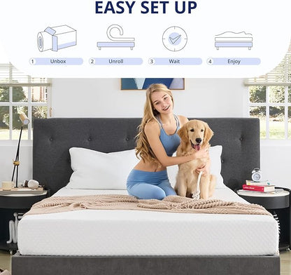 King Mattress 8 Inch Green Tea Memory Foam Mattress for Cool Sleep & Pressure Relief, Medium Feel Support,Fiberglass Free, Bed in a Box, Removable Washable Cover, CertiPUR-US Certified
