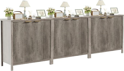 Sideboard Buffet Cabinet Set of 3, 31" Storage Cabinet with 2 Doors and Adjustable Shelves, Sideboard Console for Dinning Room, Kitchen and Living Room - Grey