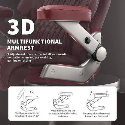 Big and Tall Office Chair 700lbs- Large High Back Executive Computer Desk Chair with 3D Flip-Up Arms, Adjustable Lumbar Support, Extra Wide Plus Size Seat, Heavy Duty Metal Base & Quiet Rubber Wheels