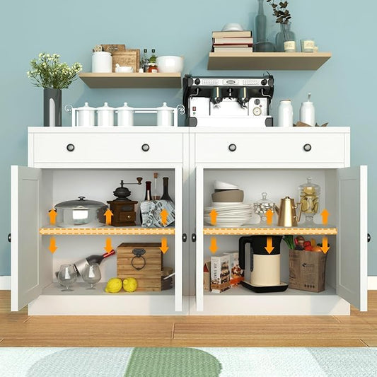 BESFUR Metal Storage Cabinet with Doors and 1 Drawer, 32” Metal Cabinet for Classroom, Home and Office - White
