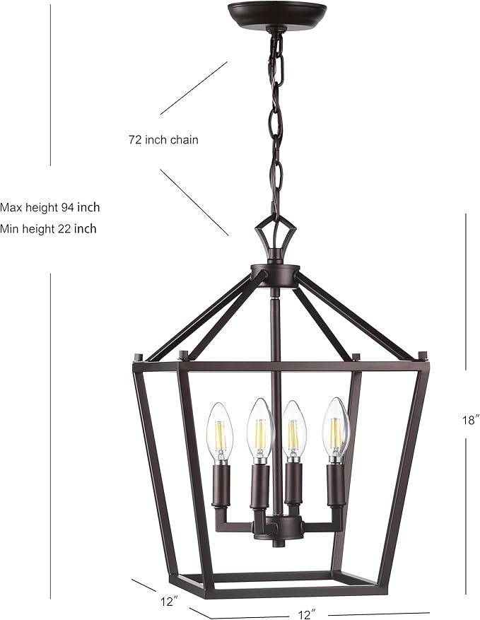 JONATHAN Y JYL7436A Pagoda Lantern Dimmable Adjustable Metal LED Pendant Classic Traditional Farmhouse Dining Room Living Room Kitchen Foyer Bedroom Hallway, 12 in, Oil Rubbed Bronze