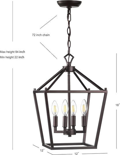 JONATHAN Y JYL7436A Pagoda Lantern Dimmable Adjustable Metal LED Pendant Classic Traditional Farmhouse Dining Room Living Room Kitchen Foyer Bedroom Hallway, 12 in, Oil Rubbed Bronze