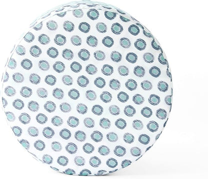 HomePop Upholstered Round Storage Ottoman|Homepop Home Décor|Upholstered Round Foot Rest Ottoman - Small Green Medallion Ikat Print