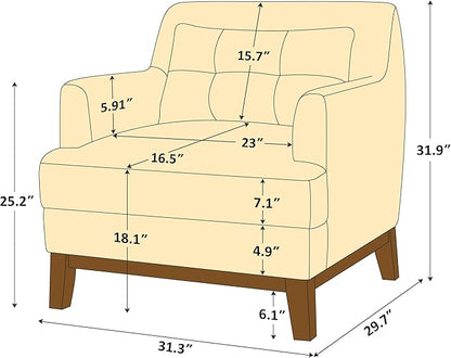 VANOMi Accent Chairs for Living Room, Mid-Century Modern Accent Chair with Armrest, Terry Fabric Cozy Reading Chairs for Adults, Bedroom, Apartment, Camel