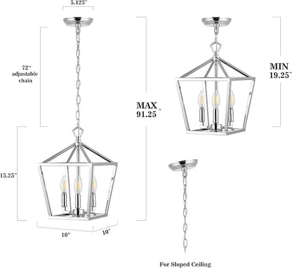 JONATHAN Y JYL7601C Pagoda Lantern Dimmable Adjustable Metal LED Pendant Classic Traditional Farmhouse Dining Room Living Room Kitchen Foyer Bedroom Hallway, 10 in, Chrome