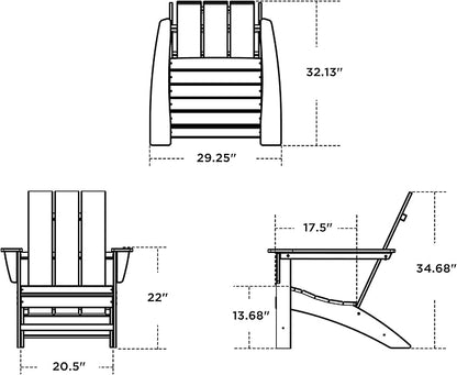 POLYWOOD AD420AR Modern Adirondack Chair, Aruba