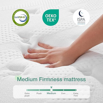 Novilla Queen Mattress, 12 Inch Hybrid Mattress in a Box, Gel Memory Foam with Individual Pocket Springs for a Peaceful Sleep, Queen Size Mattresses, Pillow Top Mattresses with Quilted Cover