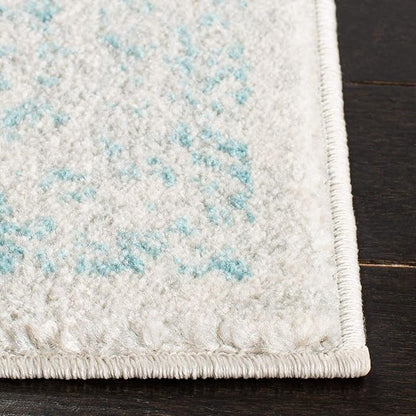 SAFAVIEH Evoke Collection 5'1" x 7'6" Ivory / Aqua EVK256J Oriental Distressed Non-Shedding Living Room Bedroom Area Rug