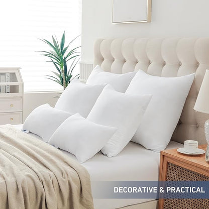 Leeden 18x18 Pillow Inserts Pack of 2, 18 Inch Throw Pillow Inserts, Soft Fluffy Decorative Square Throw Pillows for Couch, Sofa, Bed, and Home Decor White Pillows