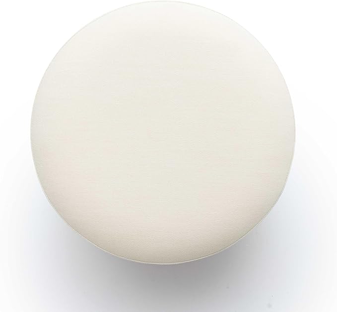 First of a Kind Ottoman Foot Rest - Cream Plywood Round Ottoman Stool with Solid Wood Spherical Orbs - 15.7" W x 15.7" D x 18.3" H - Handmade, Easy Clean, 330 lbs Weight Capacity