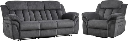 CANMOV Recliner Sofa Set, Oversize Power Lift Recliner Chair and Manual Loveseat with Overstuffed Armrest for Living Room,Bedroom Furniture,Office,1+3 Seat Grey