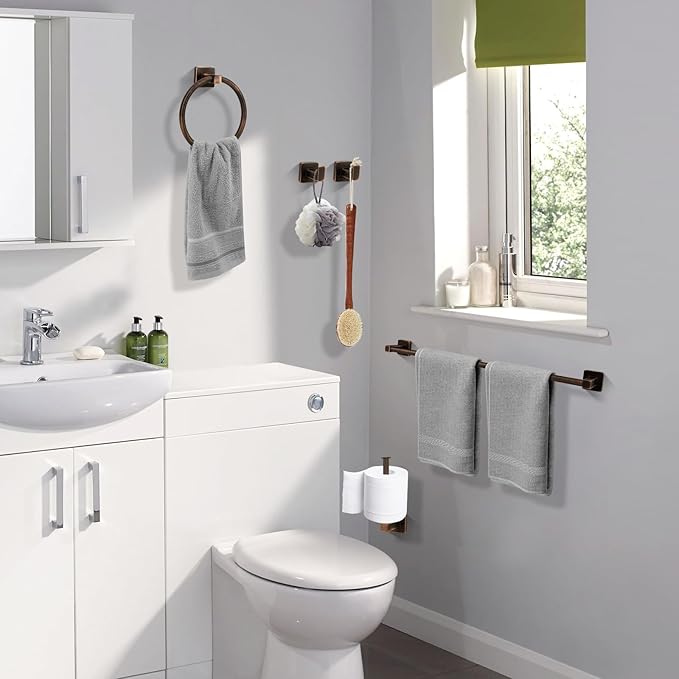 5 Piece Antique Bathroom Hardware Accessories Set Oil Rubbed Bronze,24 Inch Towel Bar Set,Towel Rack Set,Bathroom Towel Holder Set