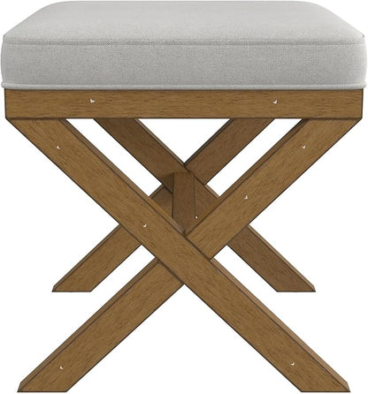 Hillsdale Somerset Backless Wood Vanity Stool for Makeup Room or Bathroom, Dark Driftwood