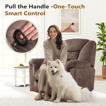 ANJ Rocker Recliner Chair Oversized Manual 360° Swivel Recliners Comfy Glider Rocking Chairs for Big Man Extra Wide Overstuffed Reclining Chair for Living Room, Camel