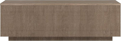 Henn&Hart 48" Fluted Rectangular Low-Profile Coffee Table for Living Room, Family Room, or Office, Antiqued Gray Oak